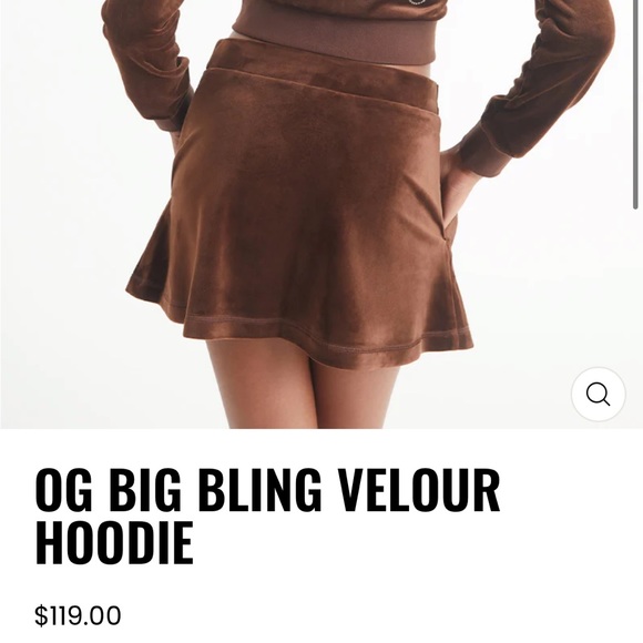 JUICY COUTURE BROWN VELOR ZIP UP HOODIE - Picture 3 of 3